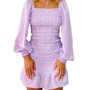 NWT‎ Baevely Lavender Gingham Smocked Dress